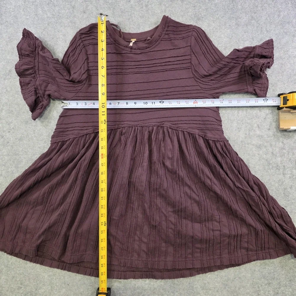 Free People Take A Spin‎ Babydoll Tunic Dress Womens XS Purple Ruffle Flutter